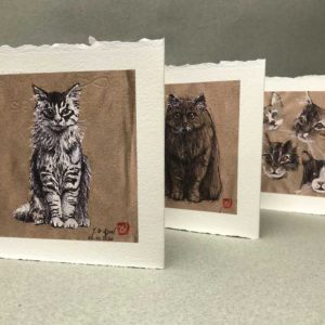 Yves Coladon artiste peintre et graveur. Chats du Pérou, encre et aquarelle.