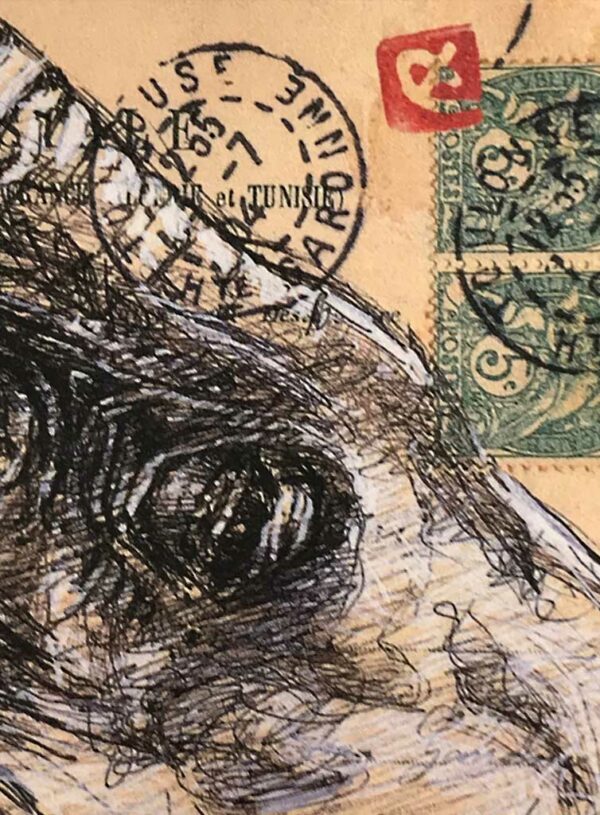 Yves Coladon artiste peintre et graveur. Éléphants. Aquarelle et encre.