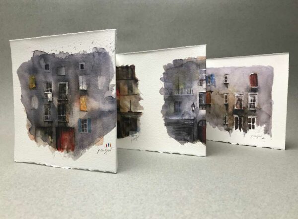 Yves Coladon artiste peintre et graveur. Fenêtres sur cour. Aquarelle et encre.