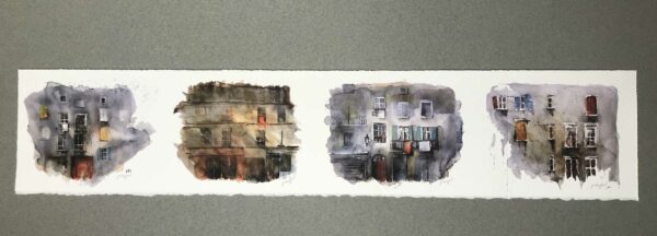 Yves Coladon artiste peintre et graveur. Fenêtres sur cour. Aquarelle et encre.