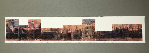 Yves Coladon artiste peintre et graveur. Dieulefit, la rue du Bourg. Aquarelle et encre.