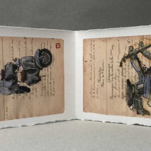Yves Coladon artiste peintre et graveur. Mobylettes et scooters, nos années folles…. Encre et aquarelle.