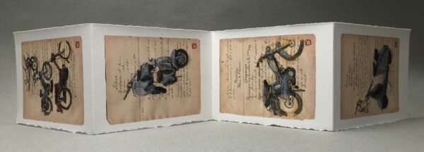 Yves Coladon artiste peintre et graveur. Mobylettes et scooters, nos années folles…. Encre et aquarelle.