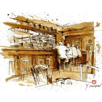 Café du Commerce, Yves Coladon artiste peintre graveur