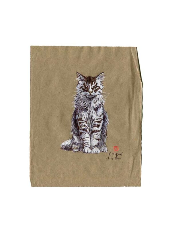 Série des chats du Pérou, le chat N°1, Yves Coladon artiste peintre graveur