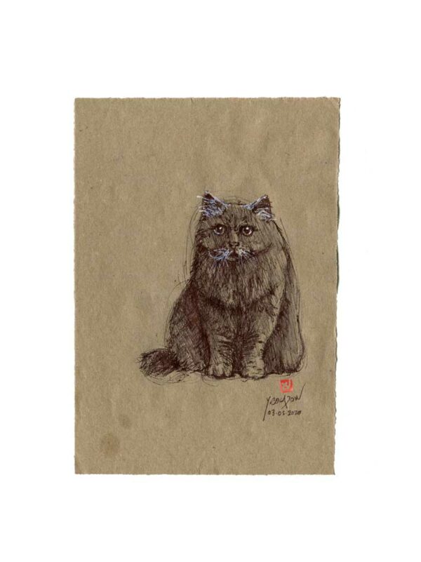 Série des chats du Pérou, le chat N°4, Yves Coladon artiste peintre graveur