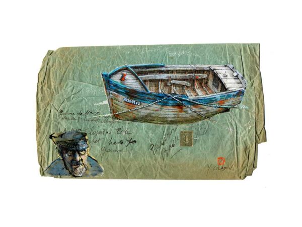 Coque de bois sur la plage, Yves Coladon artiste peintre graveur