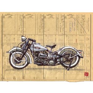 Harley Davidson, aquarelle, Yves Coladon artiste peintre graveur