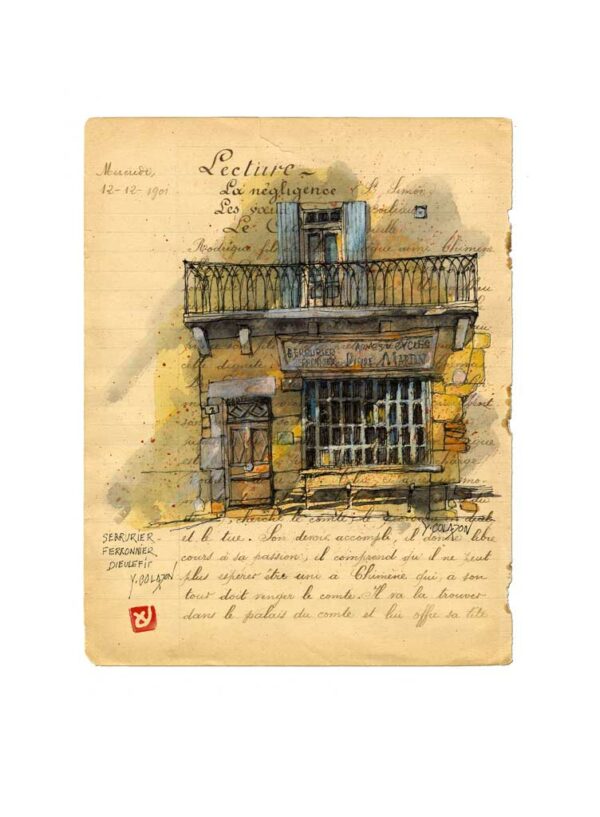 Maison de M. Martin ferronnier à Dieulefit, Yves Coladon artiste peintre graveur