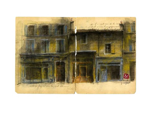 Rue du Bourg à Dieulefit, Yves Coladon artiste peintre graveur