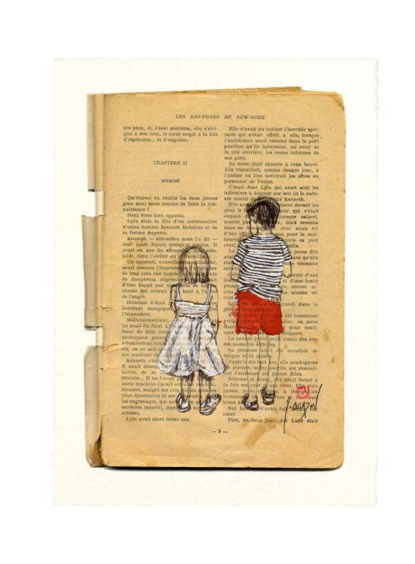 Carte postale. Bas-fonds, aquarelle, Yves Coladon artiste peintre graveur